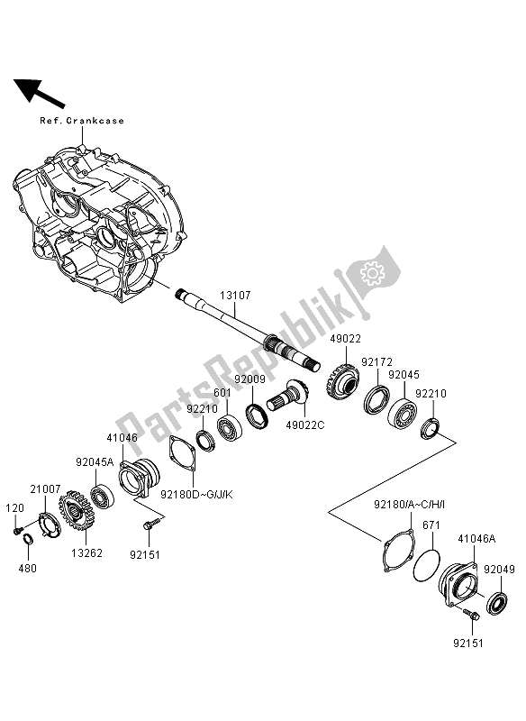 Wszystkie części do Przednia Przek? Adnia Sto? Kowa Kawasaki KVF 360 4X4 2007