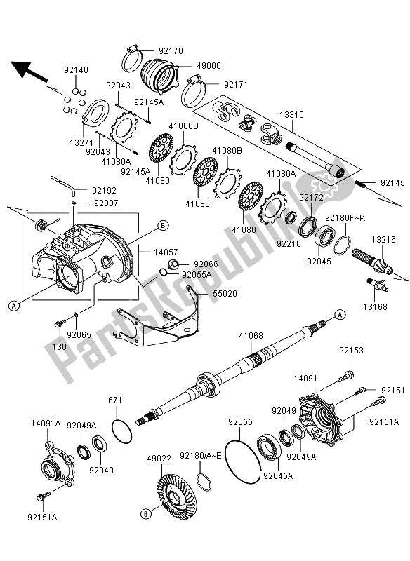 All parts for the Drive Shaft Rear of the Kawasaki KVF 360 4X4 2009