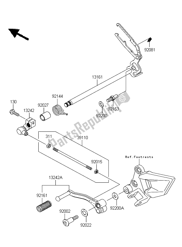 Toutes les pièces pour le Mécanisme De Changement De Vitesse du Kawasaki Ninja 250R 2009