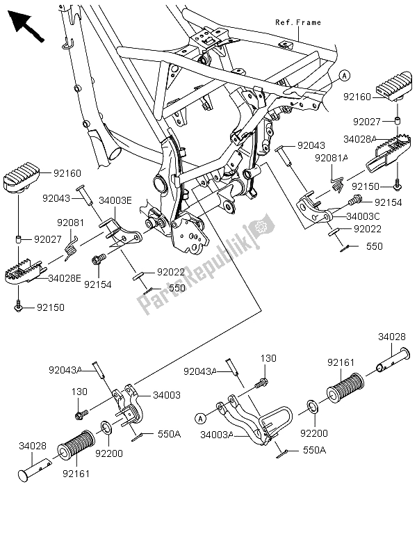 All parts for the Footrests of the Kawasaki KLX 125 2013