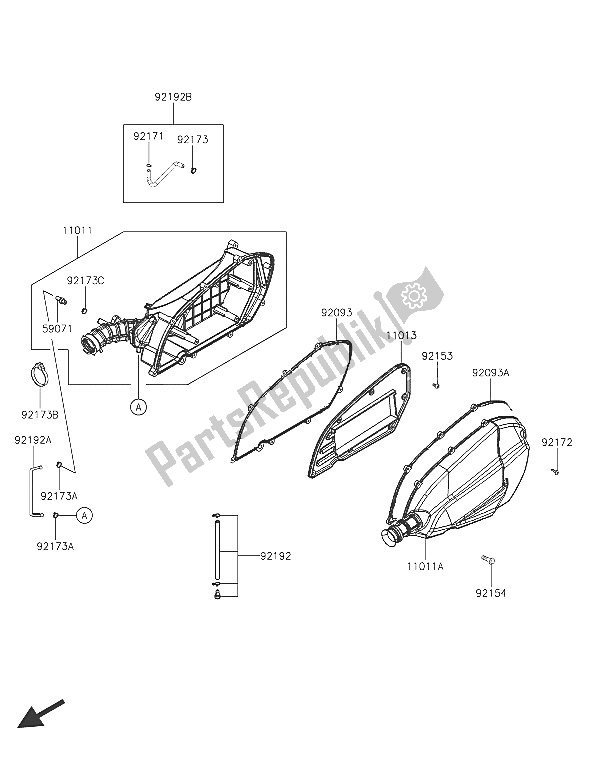 Todas las partes para Filtro De Aire de Kawasaki J 125 2016