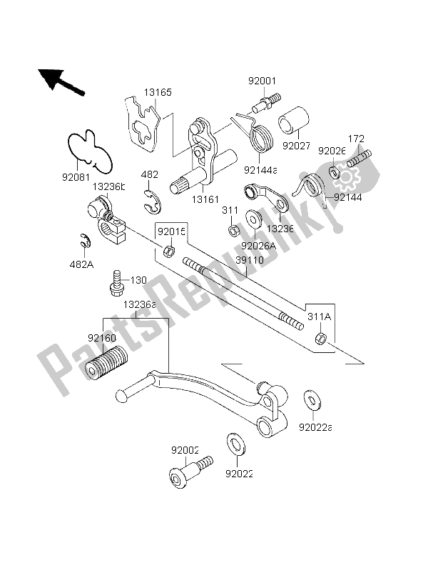 Tutte le parti per il Meccanismo Di Cambio Marcia del Kawasaki GPZ 500S UK 1996