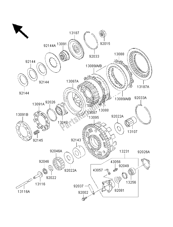 All parts for the Clutch of the Kawasaki VN 1500 Classic Tourer FI 2003