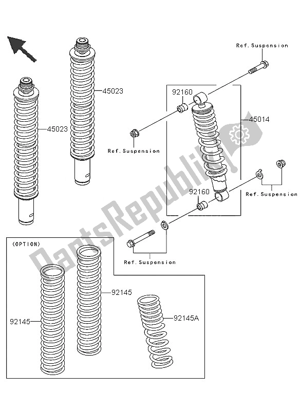 Tutte le parti per il Ammortizzatore del Kawasaki KVF 360 2005