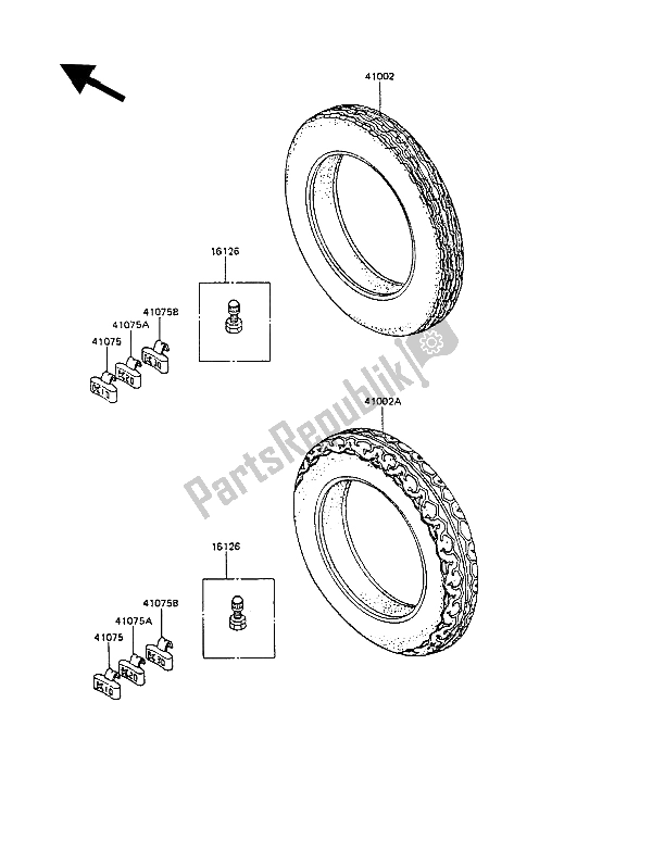 All parts for the Tires of the Kawasaki GPZ 305 Belt Drive 1989