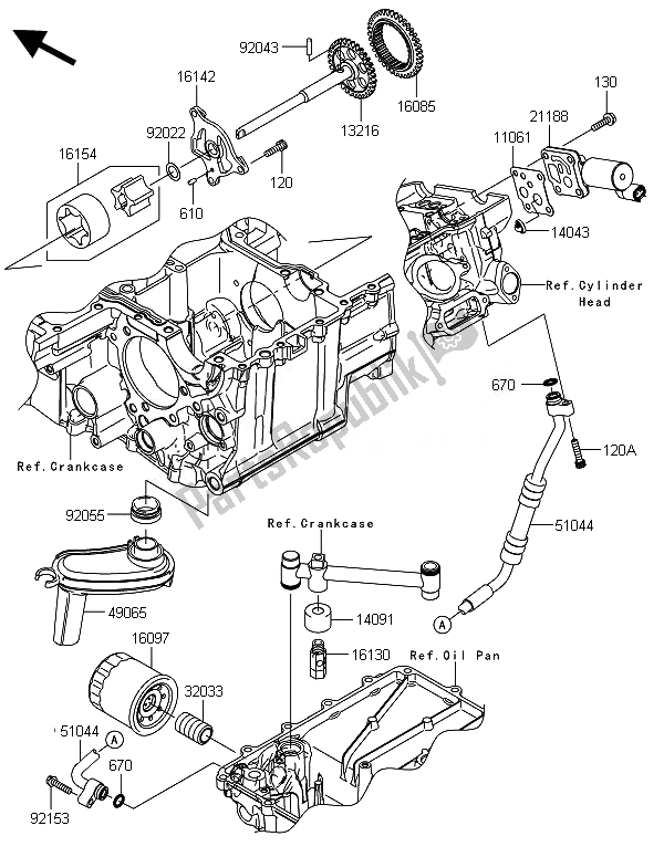 Tutte le parti per il Pompa Dell'olio del Kawasaki 1400 GTR ABS 2014