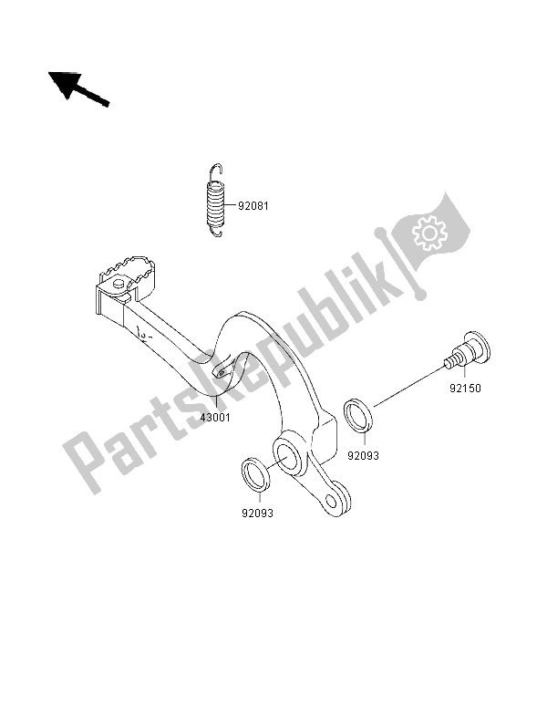 All parts for the Brake Pedal of the Kawasaki KX 125 1996