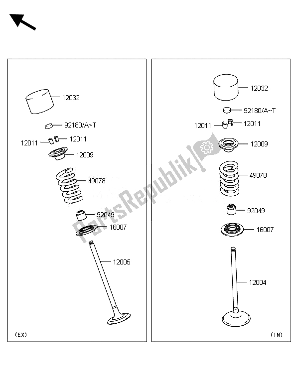 Alle onderdelen voor de Klep (pen) van de Kawasaki ZX 1000 SX ABS 2014