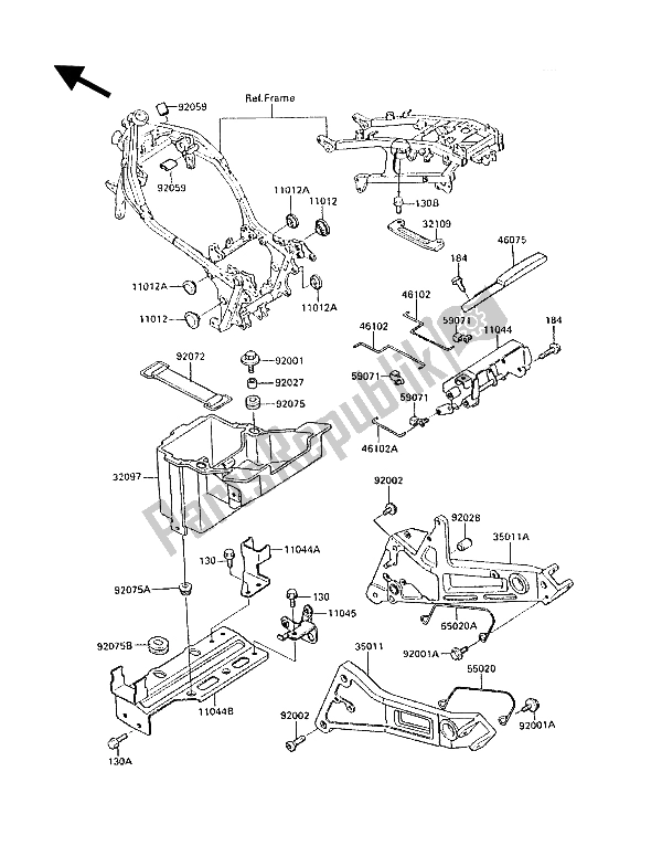 All parts for the Battery Case of the Kawasaki GPZ 1000 RX 1987