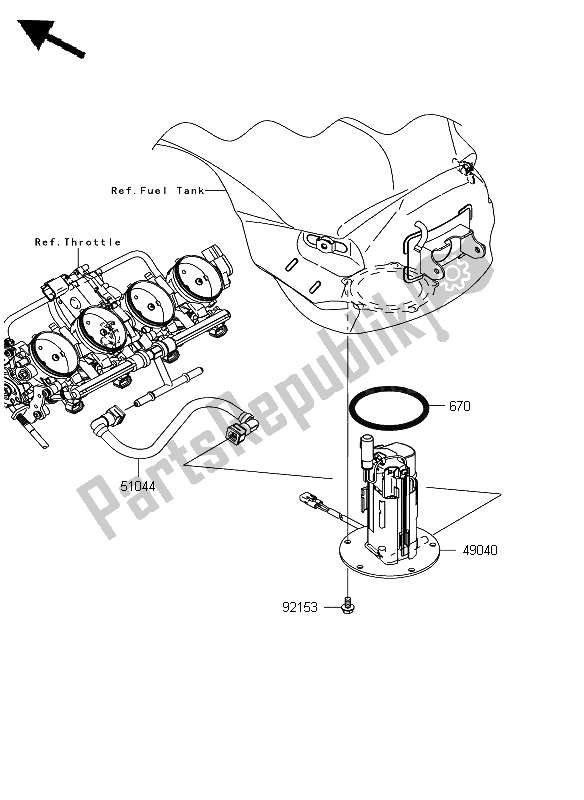 All parts for the Fuel Pump of the Kawasaki Ninja ZX 6R 600 2008