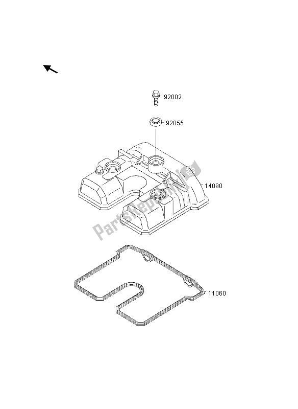 All parts for the Cylinder Head Cover of the Kawasaki KLX 300R 1997