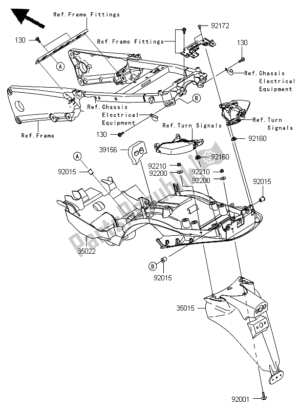 All parts for the Rear Fender of the Kawasaki ZZR 1400 ABS 2012