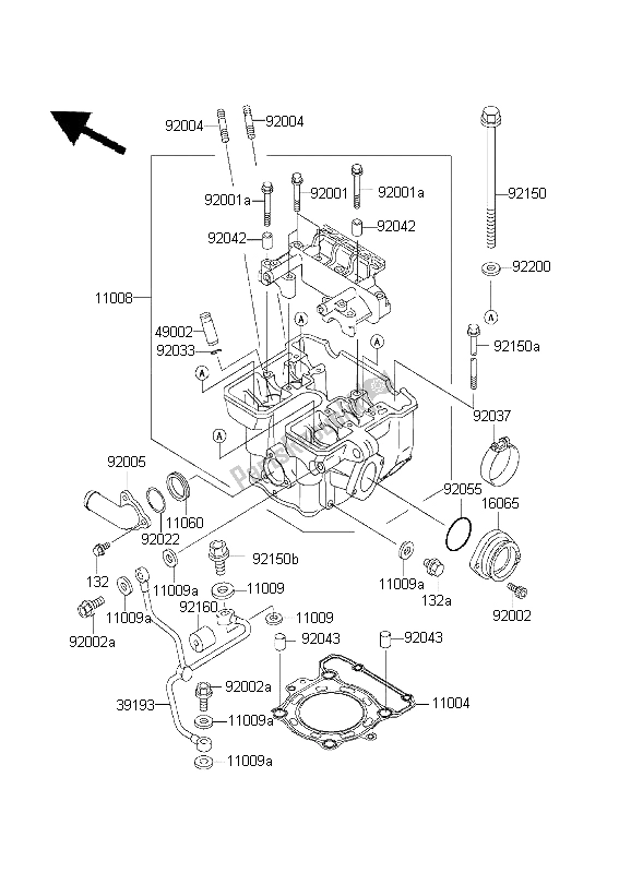 Tutte le parti per il Testata del Kawasaki KLX 300R 2003