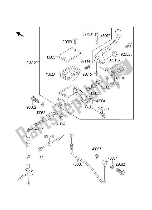 Tutte le parti per il Pompa Freno Anteriore del Kawasaki KLX 300R 2000