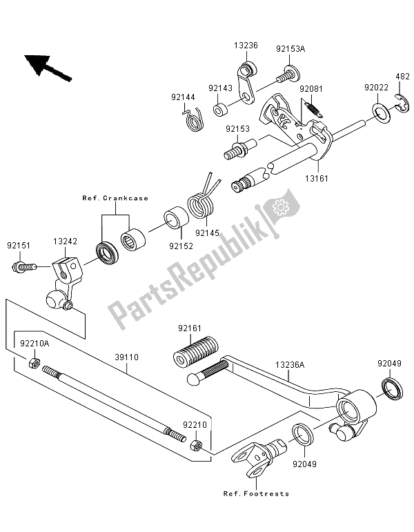 All parts for the Gear Change Mechanism of the Kawasaki Z 750R ABS 2011