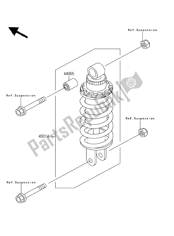 All parts for the Shock Absorber of the Kawasaki ZZR 600 2004