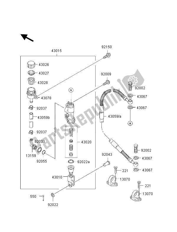 Tutte le parti per il Pompa Freno Posteriore del Kawasaki KX 80 SW LW 2000