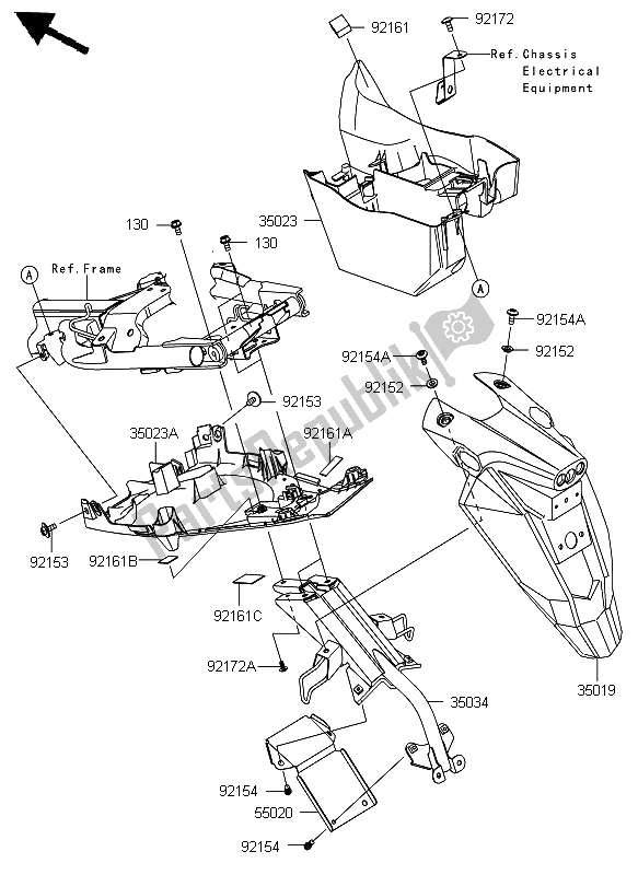 Alle onderdelen voor de Achterspatbord van de Kawasaki ER 6F ABS 650 2012