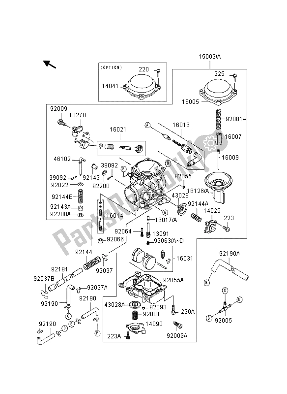 All parts for the Carburetor of the Kawasaki VN 800 1995