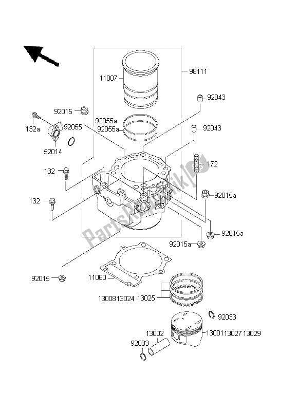 Tutte le parti per il Cilindro E Pistone del Kawasaki KLX 650 1995