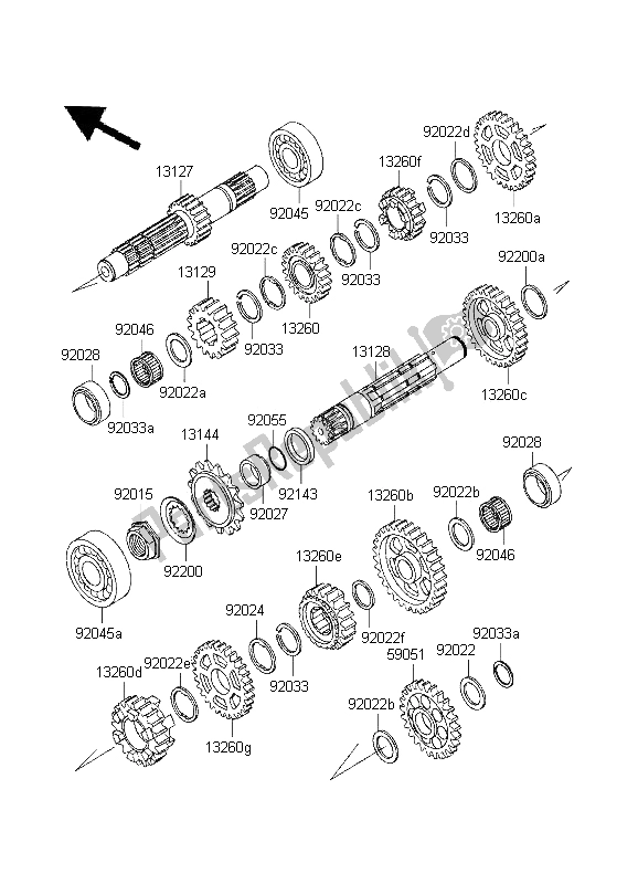 All parts for the Transmission of the Kawasaki KLX 650R 1995