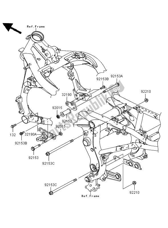 All parts for the Engine Mount of the Kawasaki ER 6N 650 2007