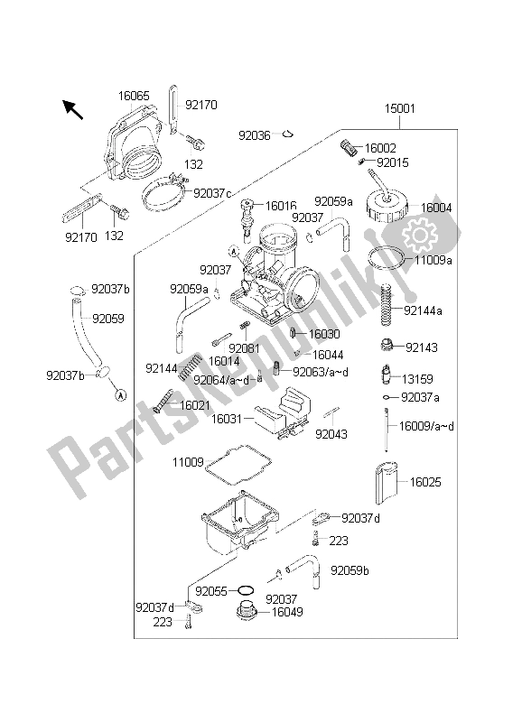 Toutes les pièces pour le Carburateur du Kawasaki KDX 200 2002