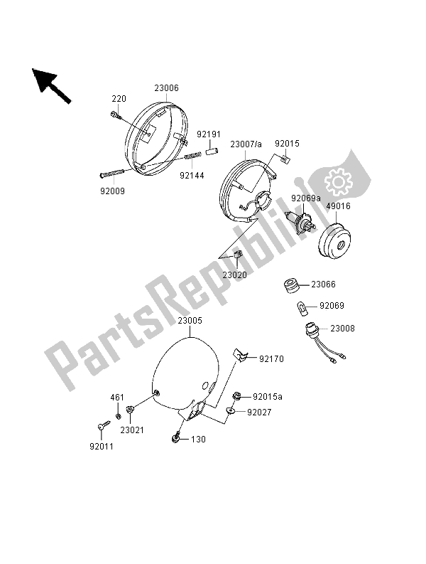 Todas as partes de Farol do Kawasaki EN 500 2000