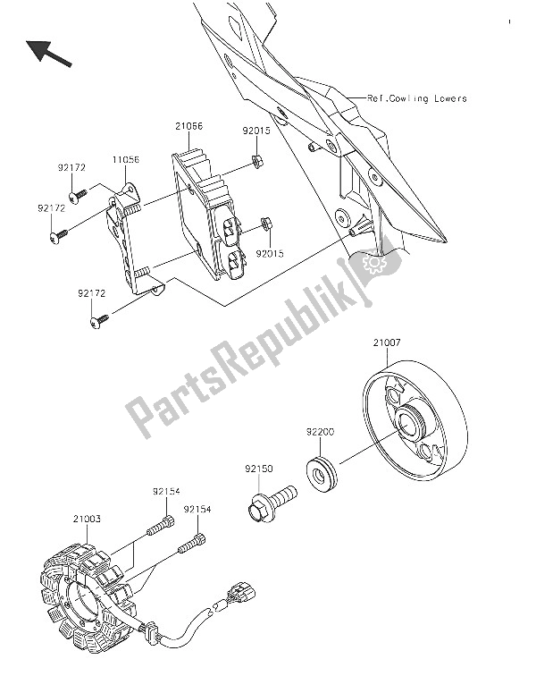 All parts for the Generator of the Kawasaki Ninja H2 1000 2016