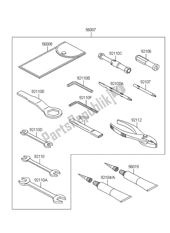 Alle onderdelen voor de Eigenaars Tools van de Kawasaki Ninja ZX 6R 600 2008