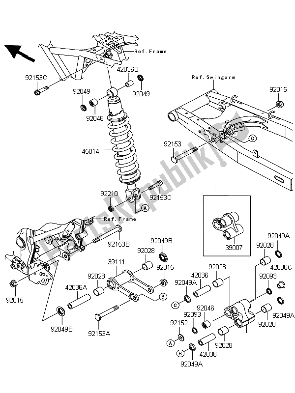 Tutte le parti per il Sospensione E Ammortizzatore del Kawasaki D Tracker 125 2010