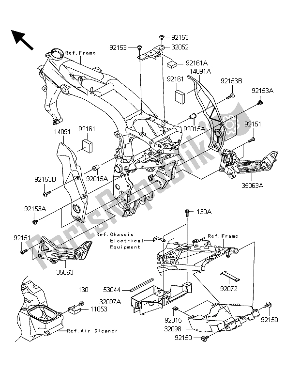 All parts for the Frame Fittings of the Kawasaki Z 1000 2003