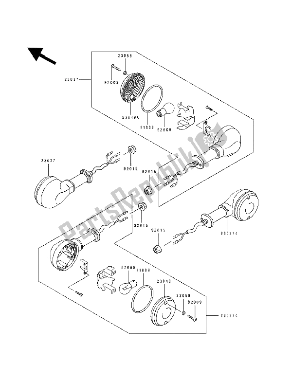All parts for the Turn Signals of the Kawasaki EL 250D 1994