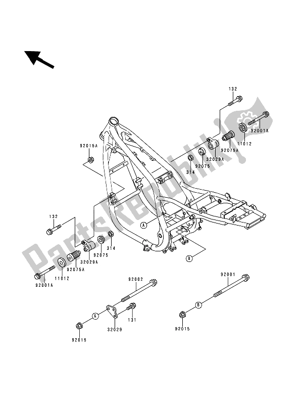 All parts for the Frame Fitting of the Kawasaki Zephyr 750 1993