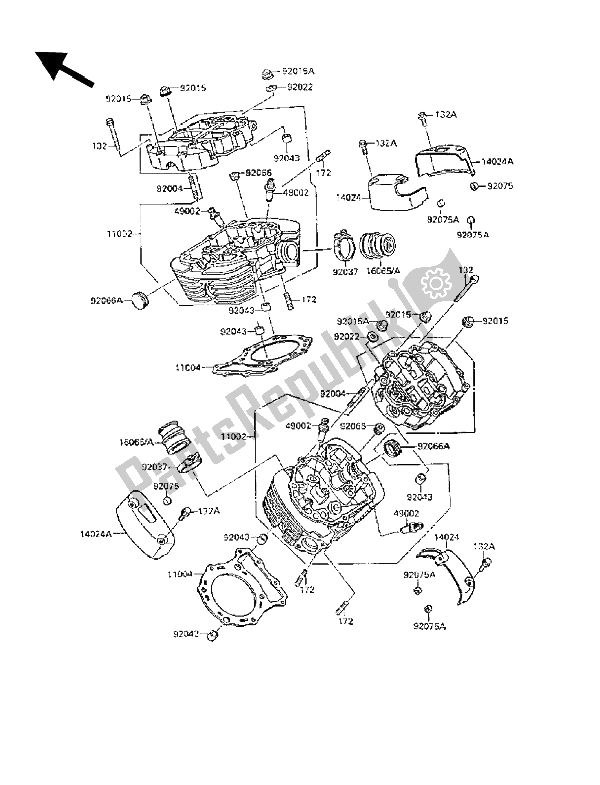 All parts for the Cylinder Head of the Kawasaki VN 15 SE 1500 1991