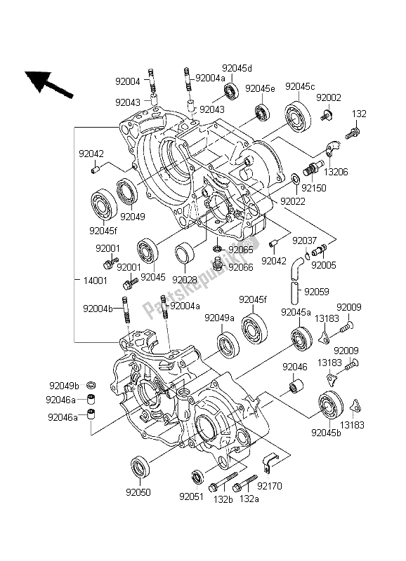 Todas as partes de Bloco Do Motor do Kawasaki KX 250 1999