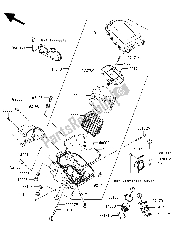 All parts for the Air Cleaner of the Kawasaki KVF 750 4X4 2008