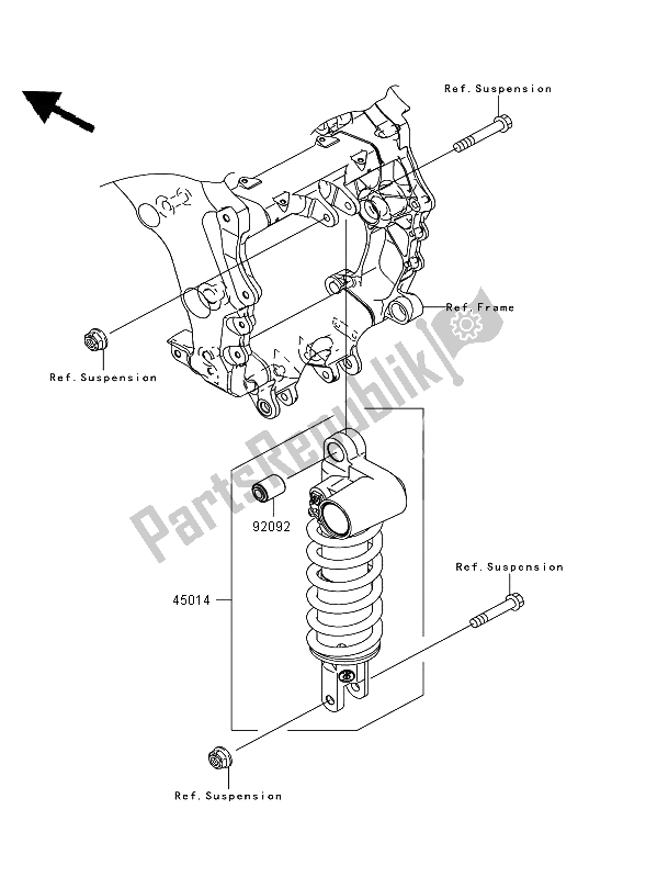 All parts for the Shock Absorber of the Kawasaki ZZR 1400 2006