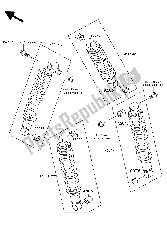 Toutes les pièces pour le Amortisseur du Kawasaki KLF 300 2003