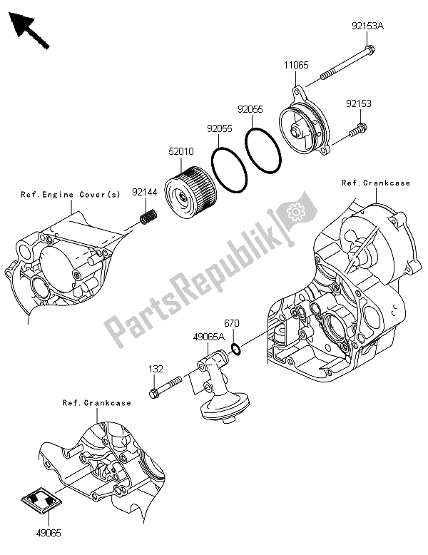 Alle onderdelen voor de Oliefilter van de Kawasaki KX 450F 2008