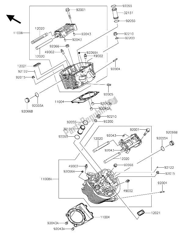 All parts for the Cylinder Head of the Kawasaki VN 900 Custom 2015