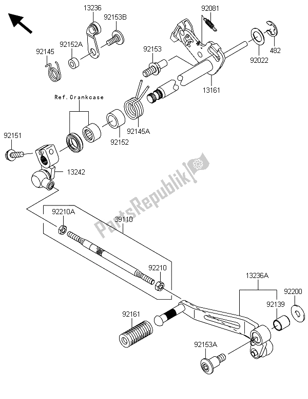 All parts for the Gear Change Mechanism of the Kawasaki Z 800 ADS 2013