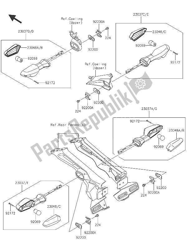 All parts for the Turn Signals of the Kawasaki Z 1000 ABS 2016