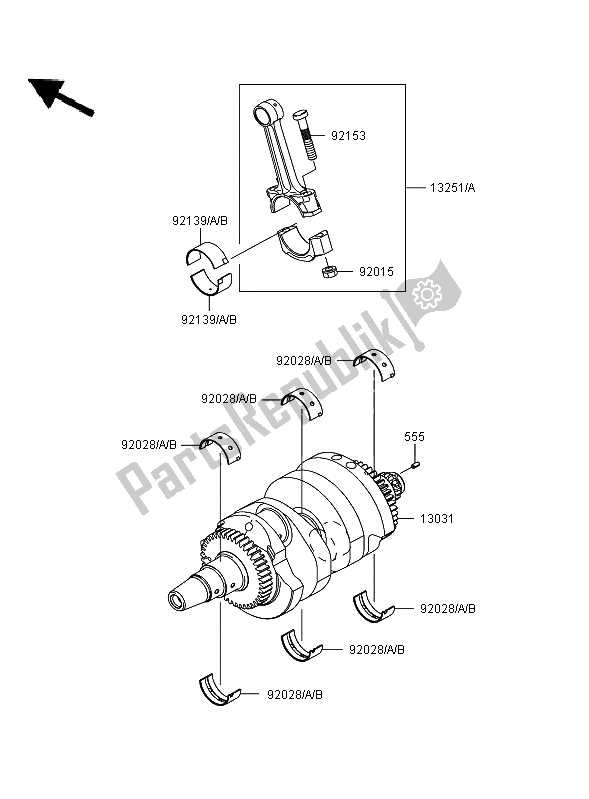 All parts for the Crankshaft of the Kawasaki ER 6N ABS 650 2007