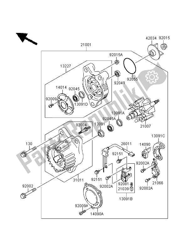 All parts for the Generator of the Kawasaki Ninja ZX 9R 900 1995