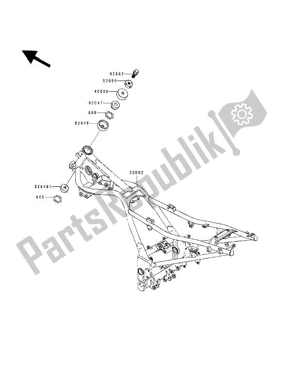 Alle onderdelen voor de Kader van de Kawasaki GPX 250R 1992