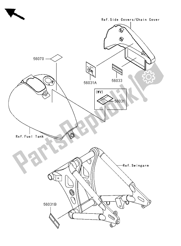 All parts for the Labels of the Kawasaki VN 800 Classic 2006