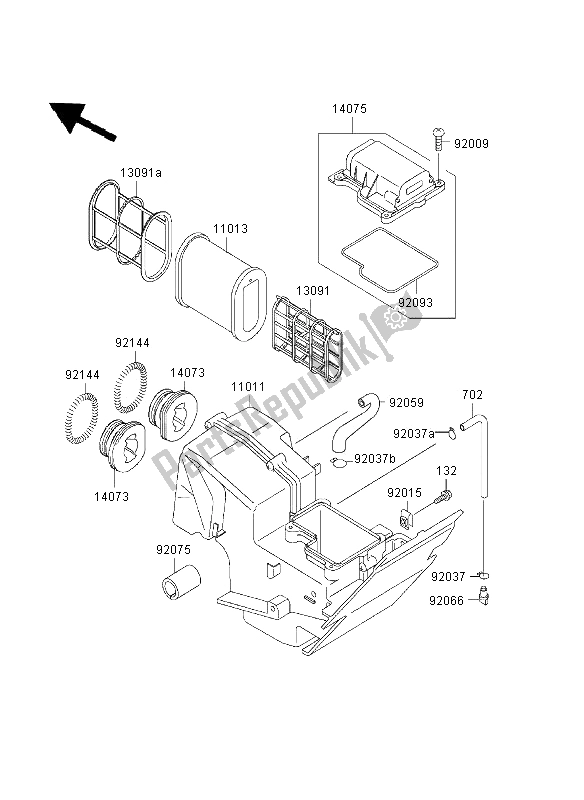 All parts for the Air Cleaner of the Kawasaki EL 252 2001