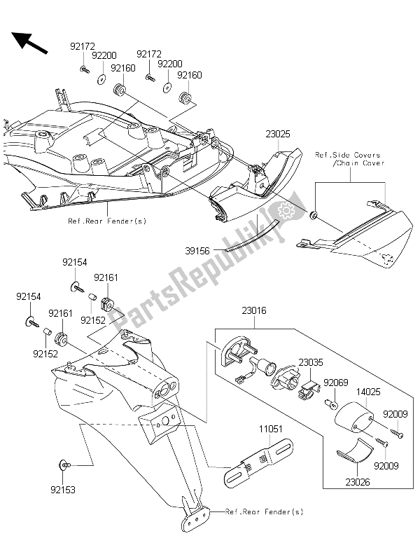 All parts for the Taillight(s) of the Kawasaki ZZR 1400 ABS 2015