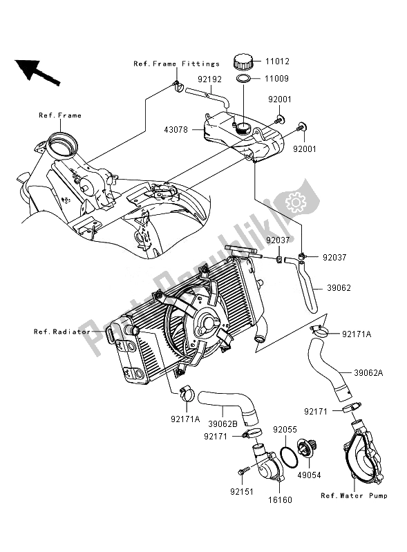 Todas las partes para Tubería De Agua de Kawasaki ER 6N ABS 650 2007